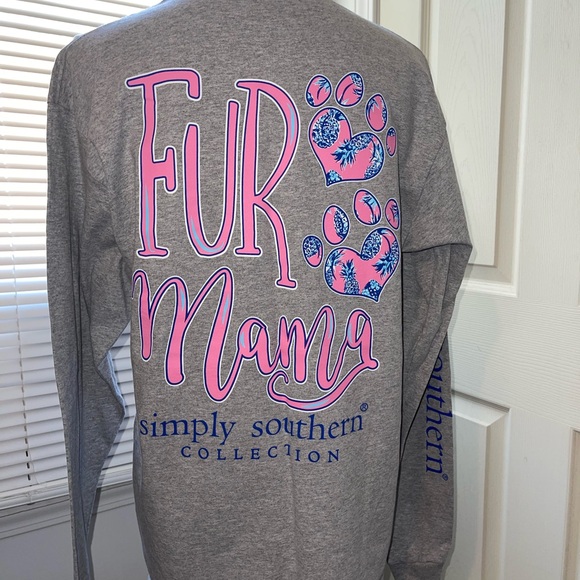 Simply Southern Heather Gray Long Sleeve Tee with Pink Logo - Picture 3 of 5